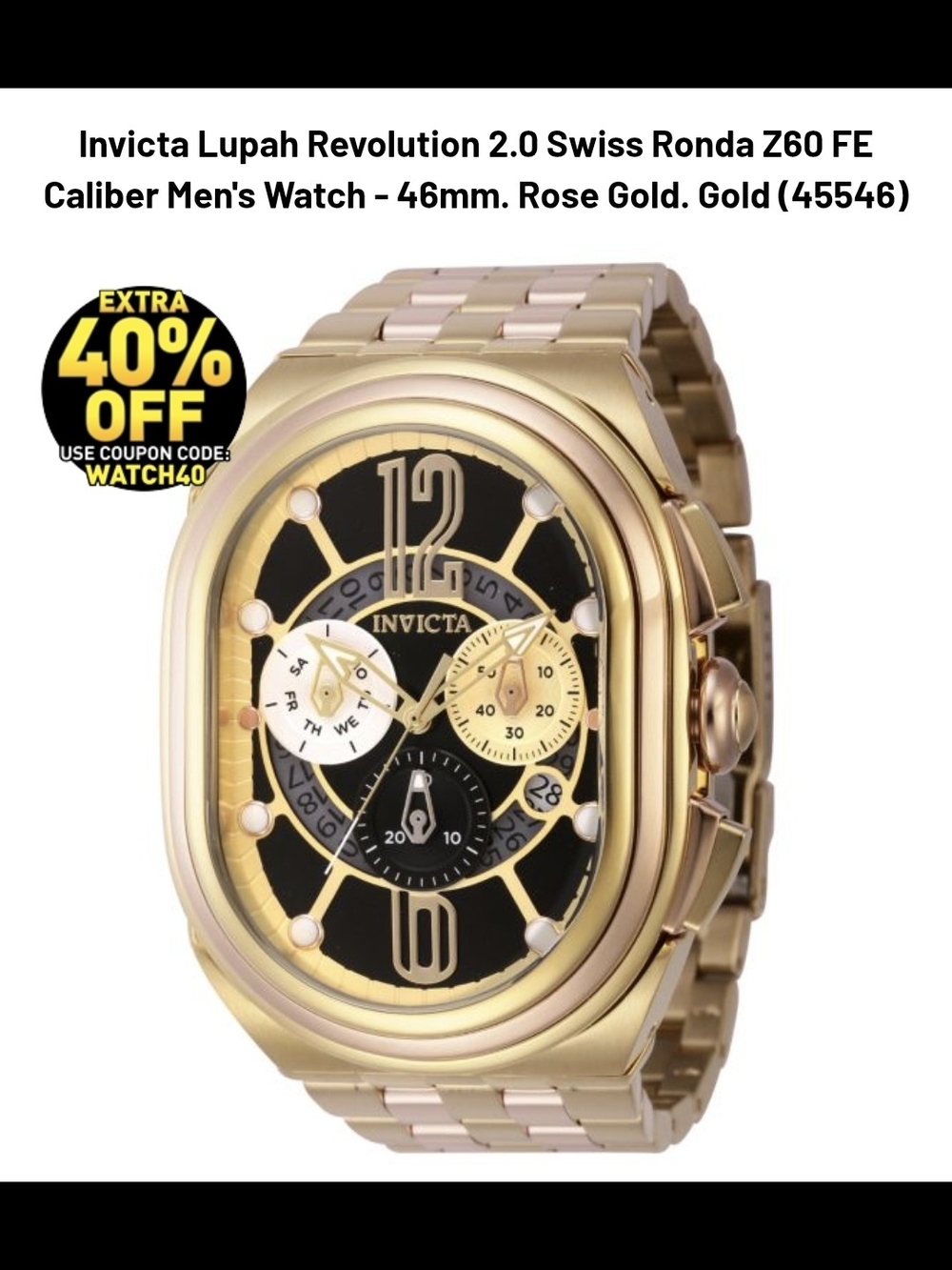 Invicta Lupah Revolution 2.0 Swiss Ronda Z60 FE Caliber Men's Watch - 46mm.